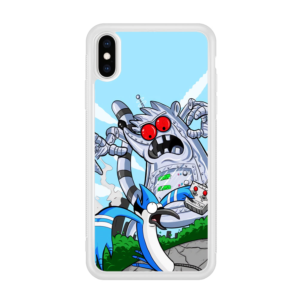 Regular Show Mordecai Battle Rigby Robot iPhone XS Case