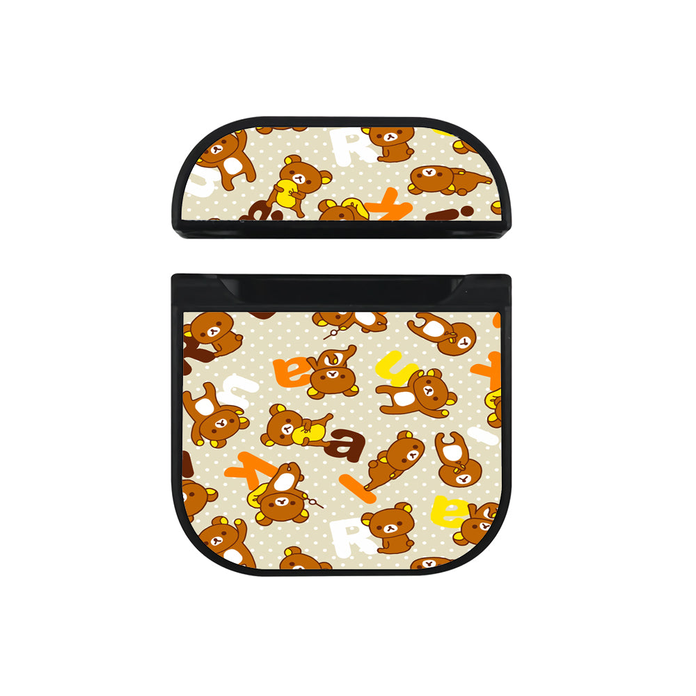 Rilakkuma Alphabet Dot Pattern Hard Plastic Case Cover For Apple Airpods