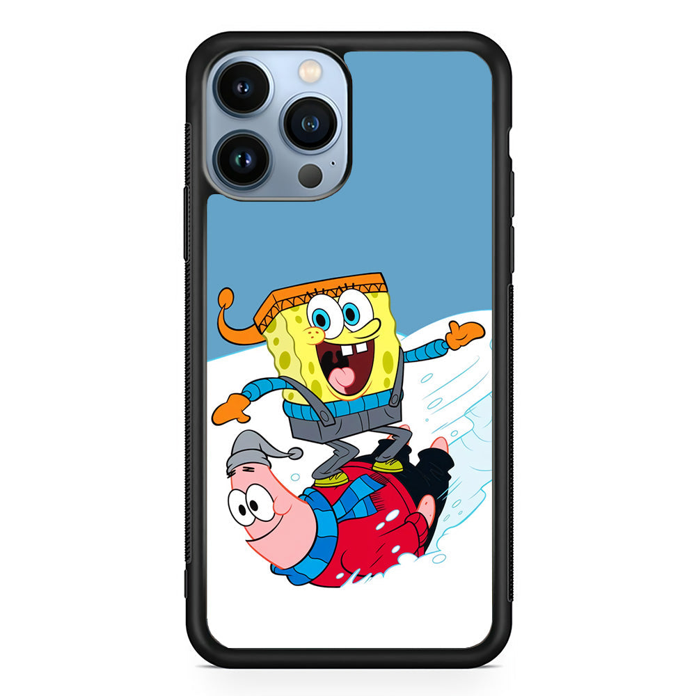 Spongebob And Patrick Ice Skiing iPhone 15 Pro Max Case