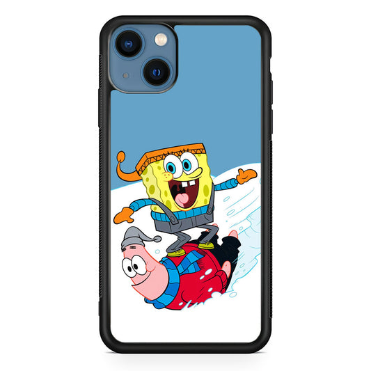 Spongebob And Patrick Ice Skiing iPhone 14 Plus Case