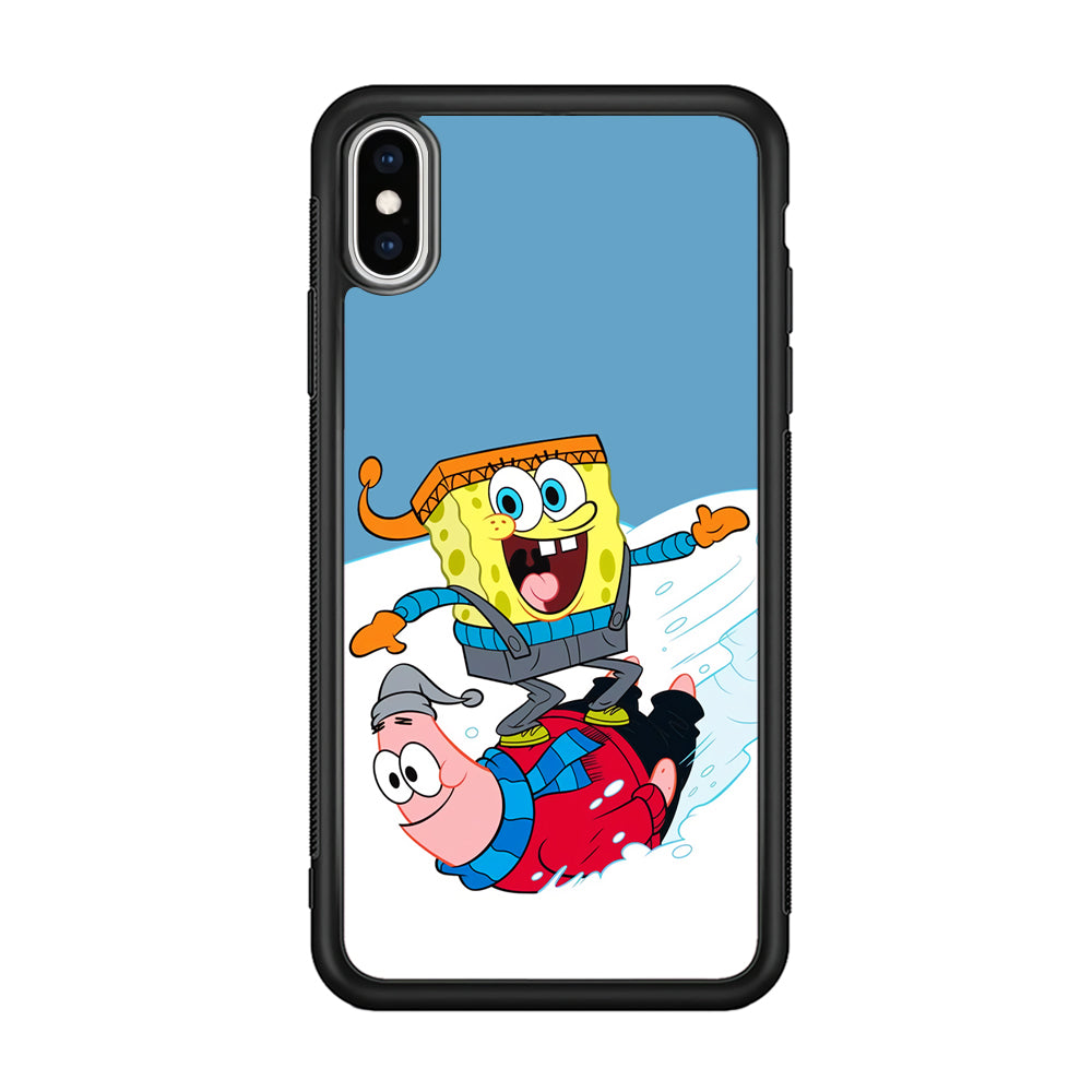 Spongebob And Patrick Ice Skiing iPhone Xs Max Case