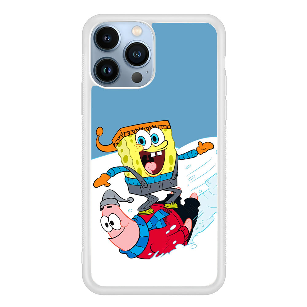 Spongebob And Patrick Ice Skiing iPhone 15 Pro Max Case