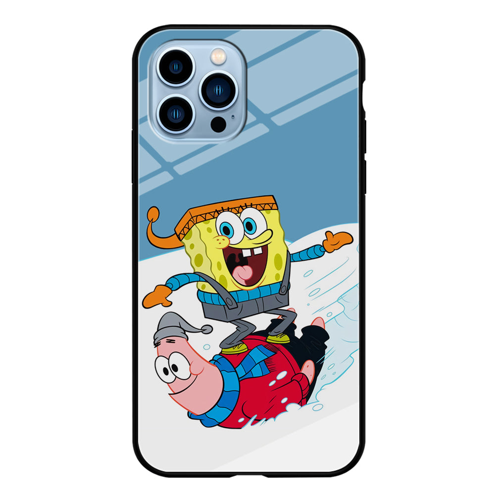 Spongebob And Patrick Ice Skiing iPhone 14 Pro Max Case