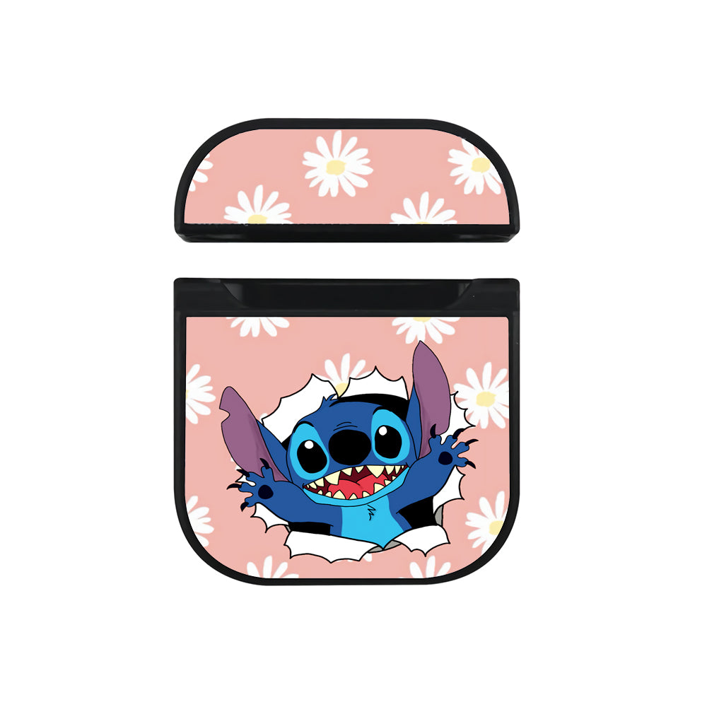 Stitch Flower Pattern Hard Plastic Case Cover For Apple Airpods