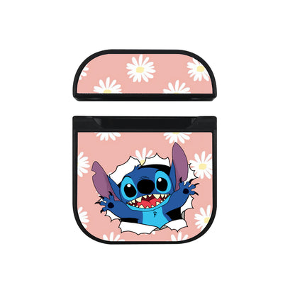 Stitch Flower Pattern Hard Plastic Case Cover For Apple Airpods