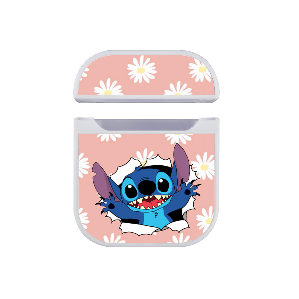 Stitch Flower Pattern Hard Plastic Case Cover For Apple Airpods