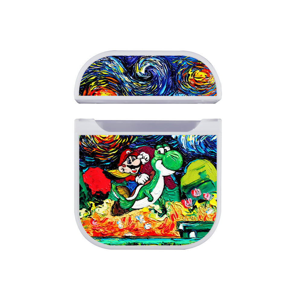 Super Mario Starry Night Painting Hard Plastic Case Cover For Apple Airpods