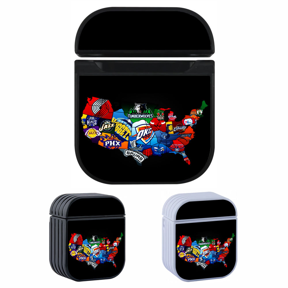 Team NBA Map Hard Plastic Case Cover For Apple Airpods