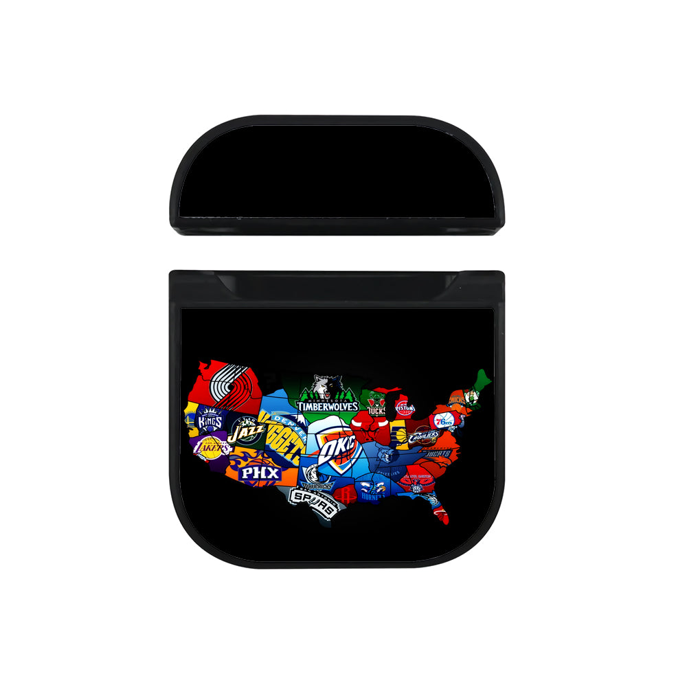 Team NBA Map Hard Plastic Case Cover For Apple Airpods