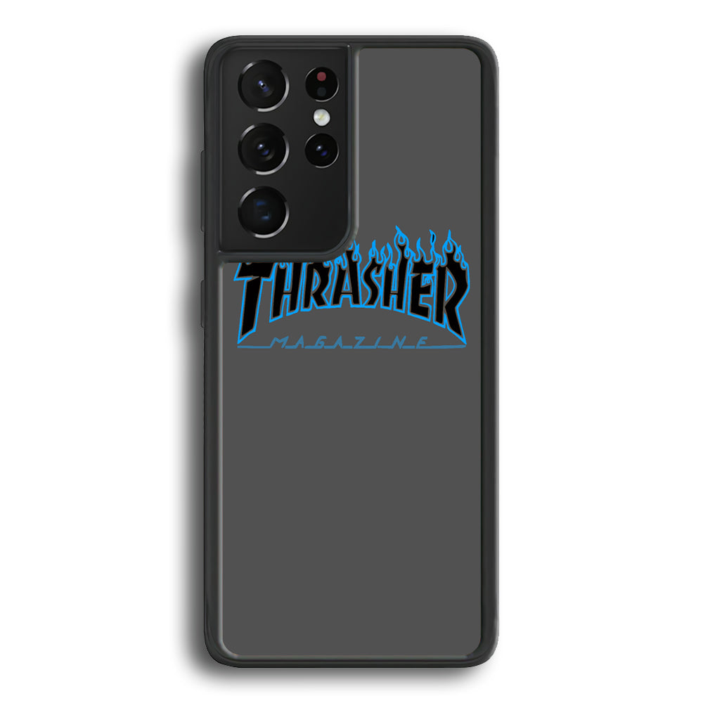 Thrasher Deeph Royal Grey Blue Fire Samsung Galaxy S23 Ultra Case - Ezzystore
