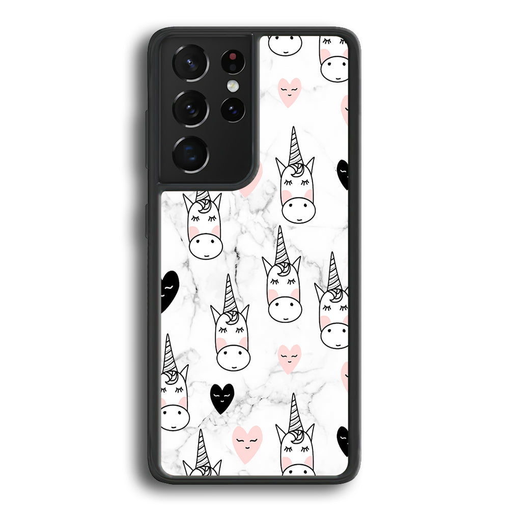 Unicorn Marble White Samsung Galaxy S23 Ultra Case - Ezzystore