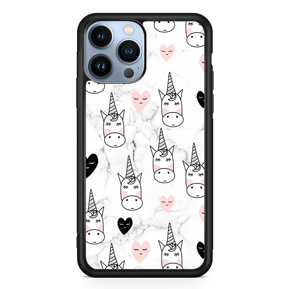 Unicorn Marble White iPhone 14 Pro Max Case