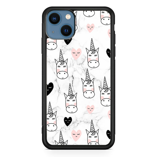 Unicorn Marble White iPhone 15 Plus Case