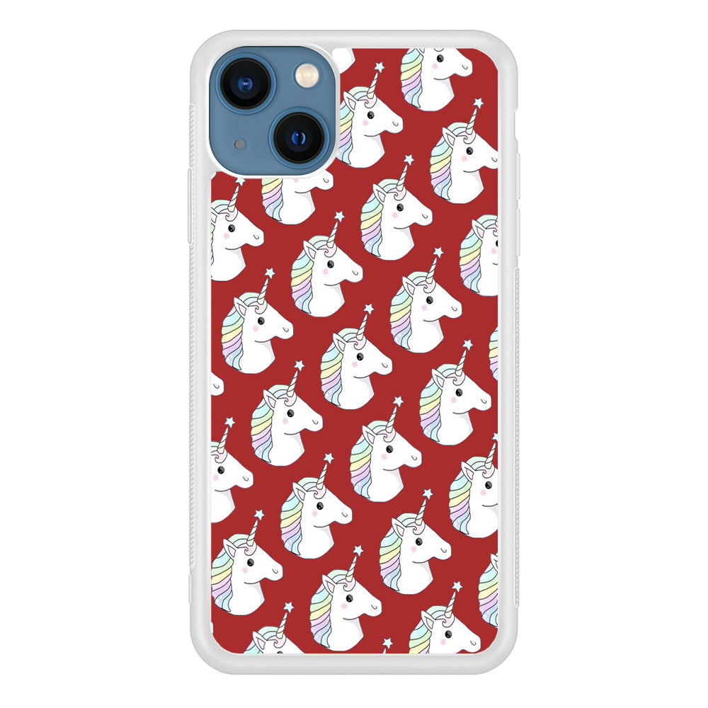 Unicorn Maroon Doodle iPhone 15 Plus Case