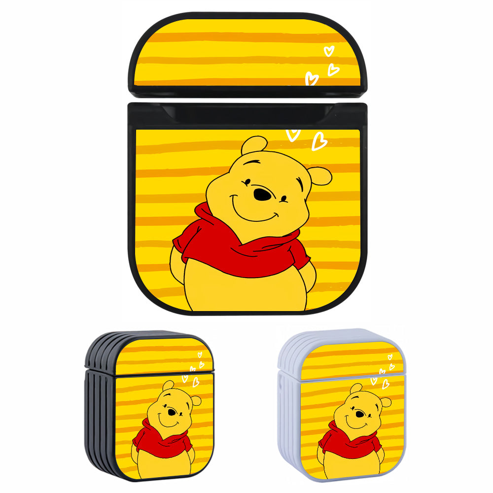 Winnie The Pooh Stripe And Love Hard Plastic Case Cover For Apple Airpods
