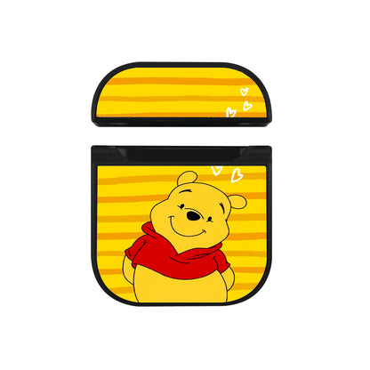 Winnie The Pooh Stripe And Love Hard Plastic Case Cover For Apple Airpods