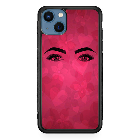 Woman Beauty Eye Brows Purple Flowers And Love  iPhone 14 Case