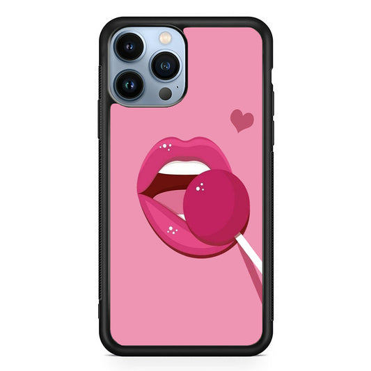 Woman Lip And Lolipop Pink iPhone 14 Pro Max Case