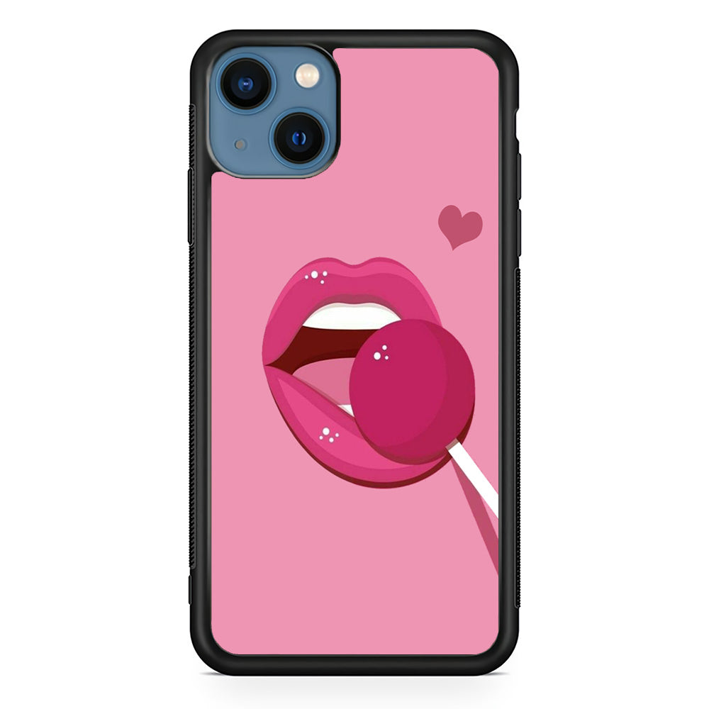 Woman Lip And Lolipop Pink iPhone 15 Case