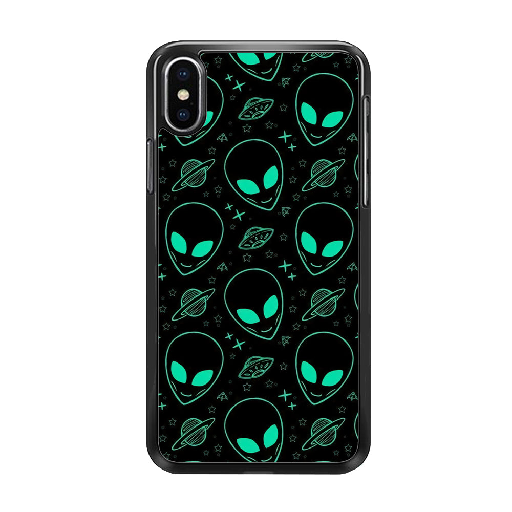 Alien Green Doodle iPhone Xs Max Case