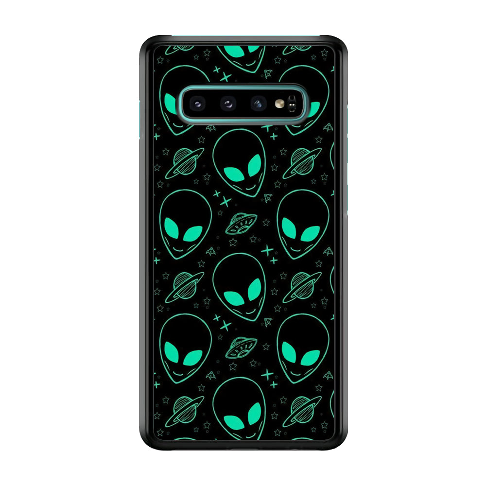 Alien Green Doodle Samsung Galaxy S10 Case