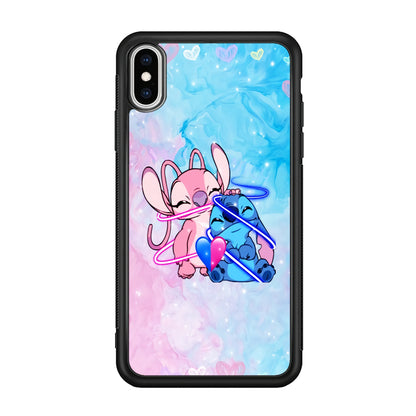 Angel and Stitch Aesthetic Marble iPhone X Case