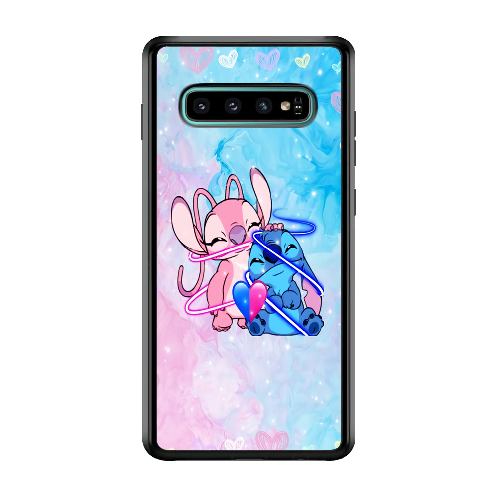 Angel and Stitch Aesthetic Marble Samsung Galaxy S10 Case