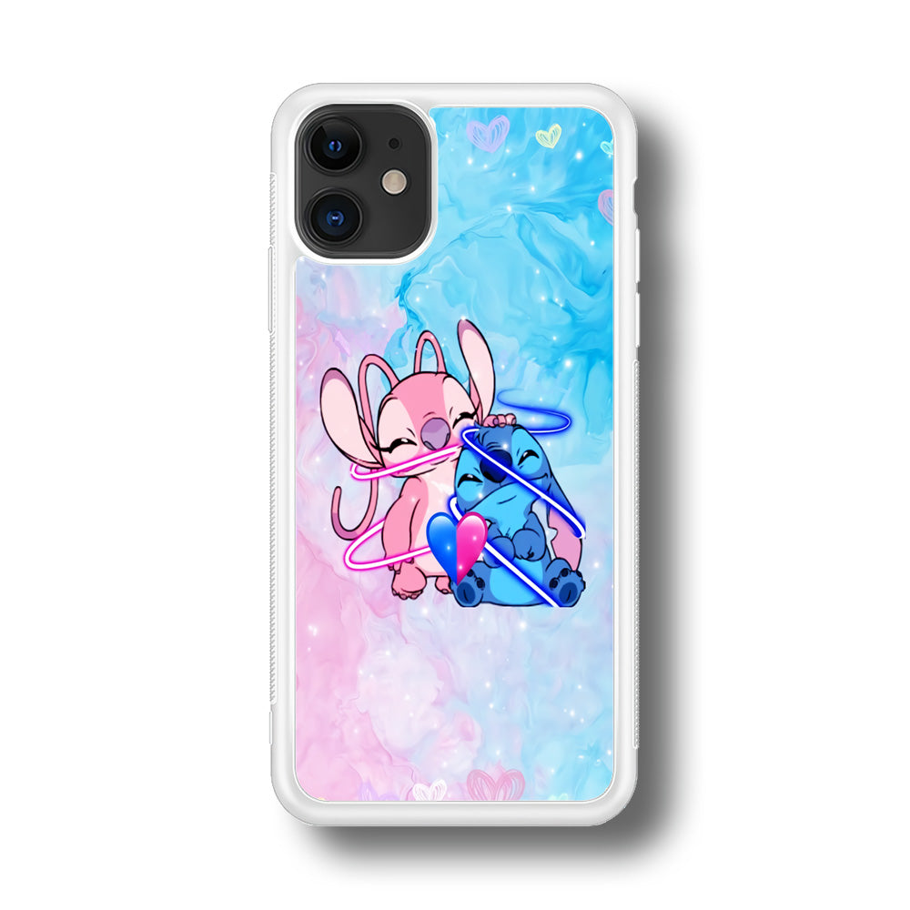 Angel and Stitch Aesthetic Marble iPhone 11 Case