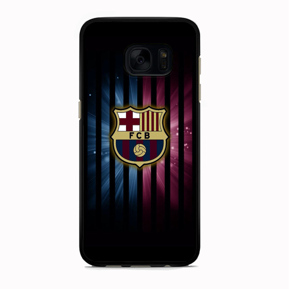 Barcelona Emblem Stripe Black Samsung Galaxy S7 Edge Case