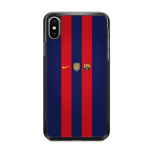 Barcelona Stripe Jersey Three Logo iPhone X Case