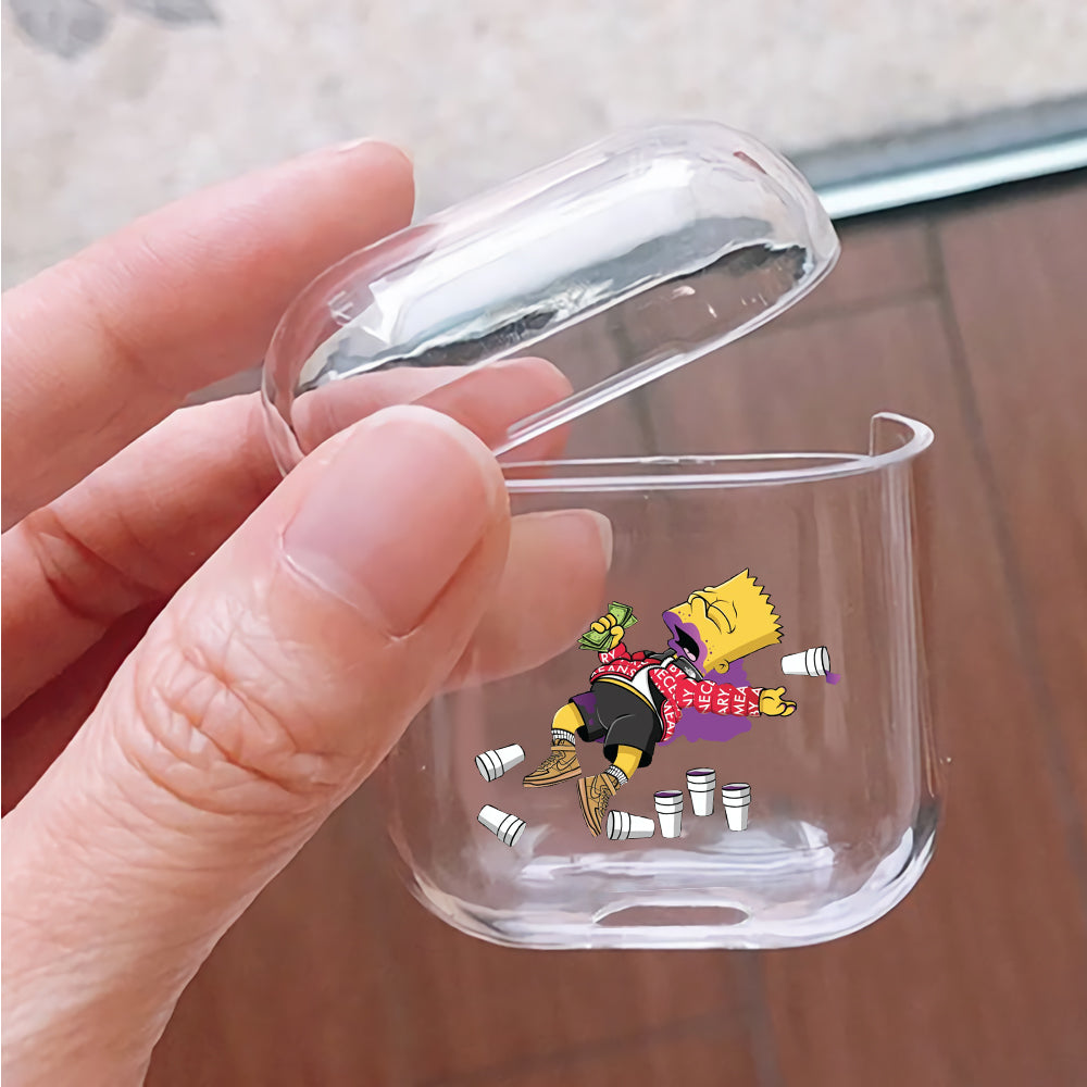 Bart Simpson Drunk Protective Clear Case Cover For Apple Airpods
