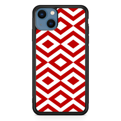 Chevron Diamond Square Maroon White iPhone 13 Case
