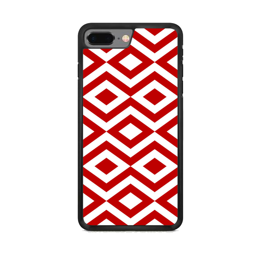 Chevron Diamond Square Maroon White iPhone 8 Plus Case