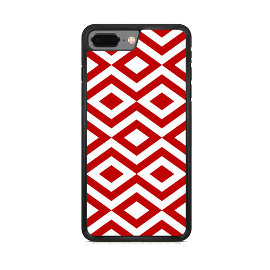 Chevron Diamond Square Maroon White iPhone 8 Plus Case
