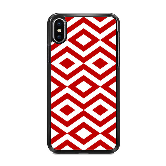 Chevron Diamond Square Maroon White iPhone X Case