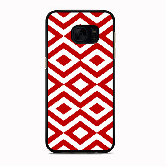 Chevron Diamond Square Maroon White Samsung Galaxy S7 Case