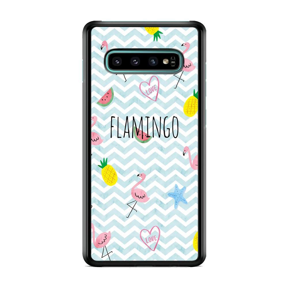Flamingo Blue Chevron Samsung Galaxy S10 Case - ezzyst