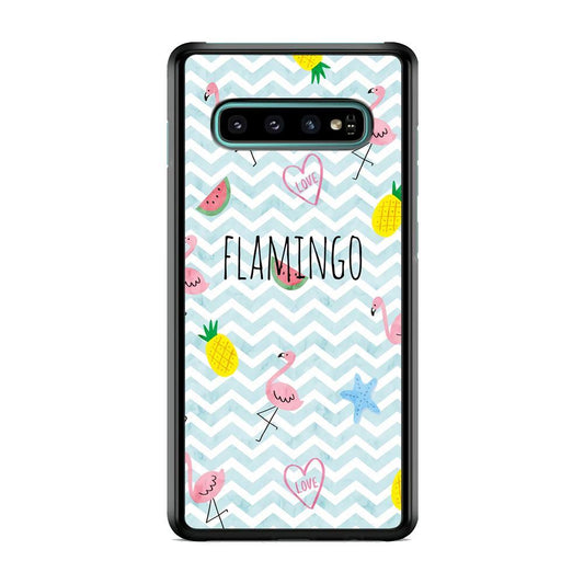 Flamingo Blue Chevron Samsung Galaxy S10 Case - ezzyst