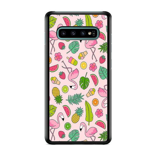 Flamingo Summer Fruit Samsung Galaxy S10 Case - ezzyst