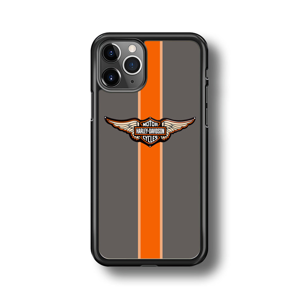 Harley Davidson Wings Logo Orange Grey Stripe Colour iPhone 11 Pro Max Case