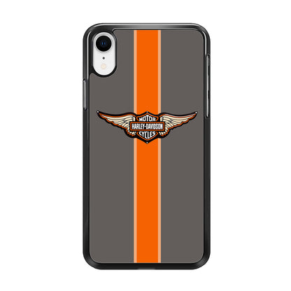 Harley Davidson Wings Logo Orange Grey Stripe Colour iPhone XR Case