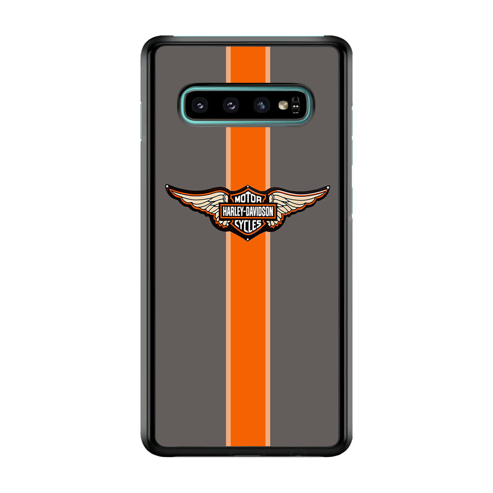Harley Davidson Wings Logo Orange Grey Stripe Colour Samsung Galaxy S10 Case