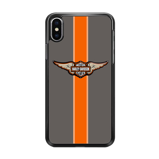 Harley Davidson Wings Logo Orange Grey Stripe Colour iPhone Xs Max Case