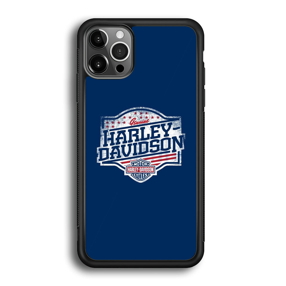 Harley Davidson Blue Flag Logo iPhone 12 Pro Max Case