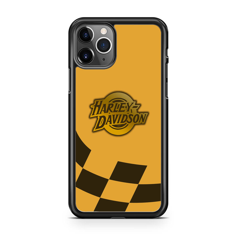 Harley Davidson Gold Logo Flag Racing iPhone 11 Pro Case