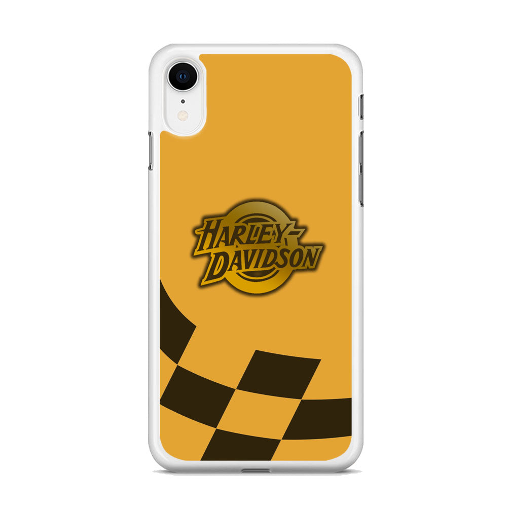 Harley Davidson Gold Logo Flag Racing iPhone XR Case