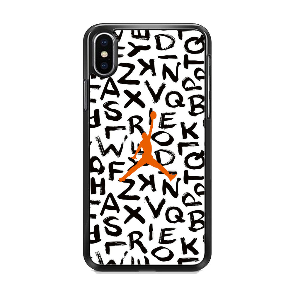 Jordan White Aphabet Orange Logo iPhone X Case