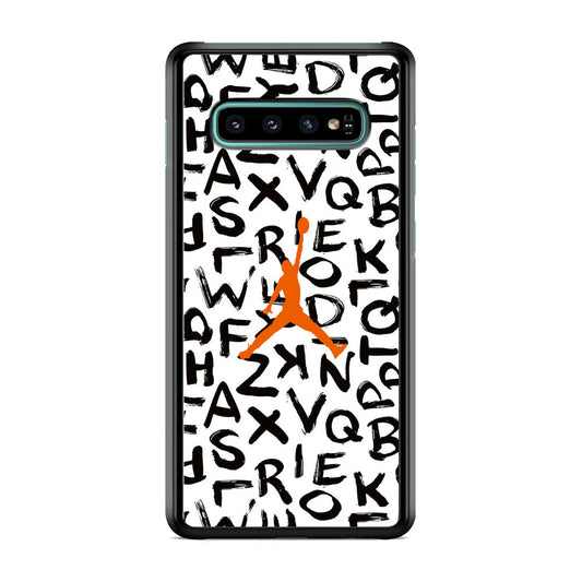 Jordan White Aphabet Orange Logo Samsung Galaxy S10 Plus Case