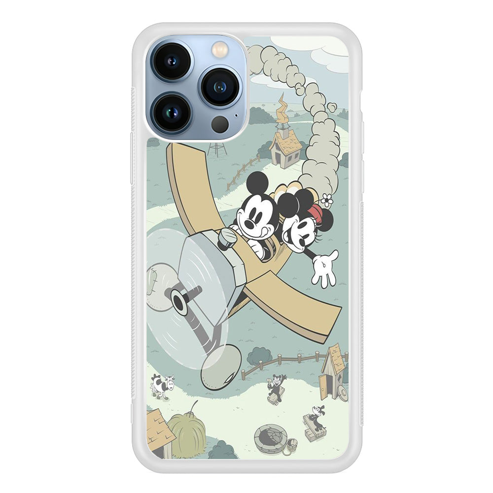 Mickey Mouse And Minnie fly With Air Craft iPhone 13 Pro Max Case