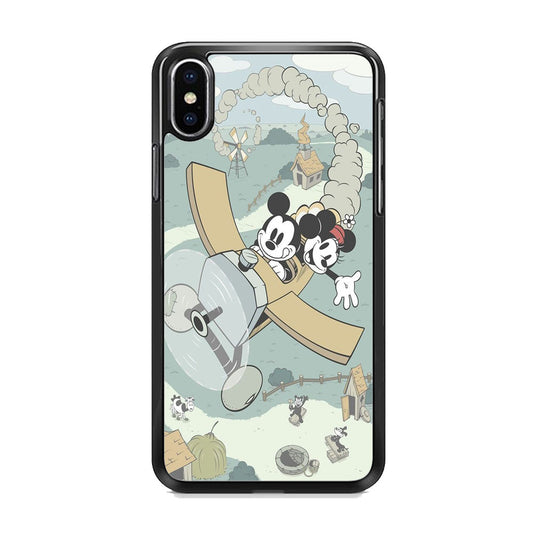 Mickey Mouse And Minnie fly With Air Craft iPhone X Case